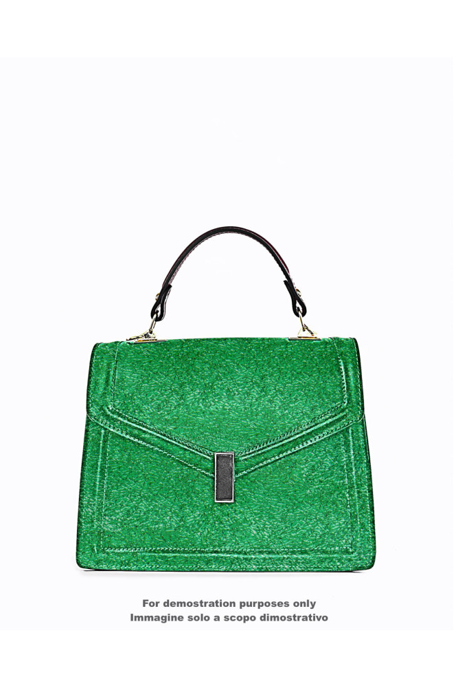 Green METALLIC leather skin, CRACKLED...