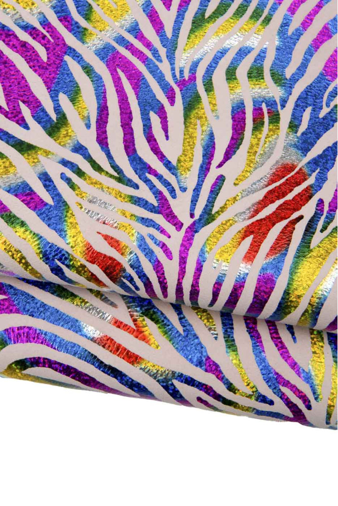 Multicolor zebra printed leather...