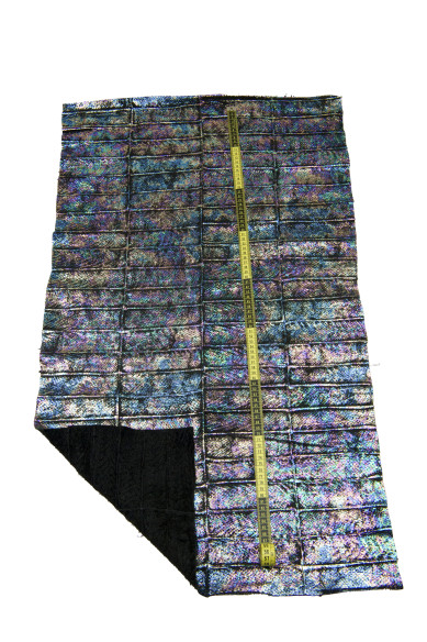 Black holographic SALMONE leather hide, METALLIC soft salmon band, luxurious material for crafters