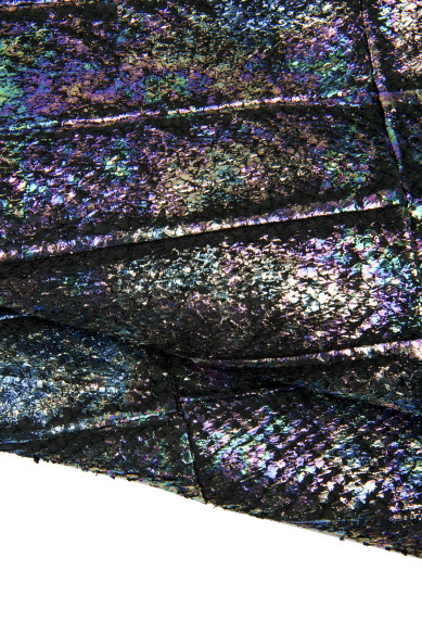 Pelle oleografica nera SALMONE, pellame bandina di salmone LAMINATA, morbida, materiale di lusso per artigiani