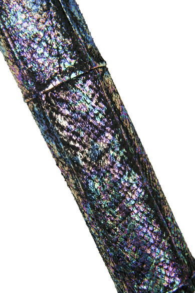 Pelle oleografica nera SALMONE, pellame bandina di salmone LAMINATA, morbida, materiale di lusso per artigiani