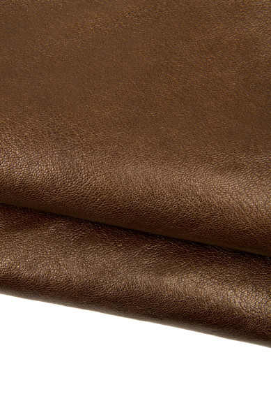 Pelle sportiva marrone perlato, capra STROPICCIATA morbida, pellame lucido per artigiani