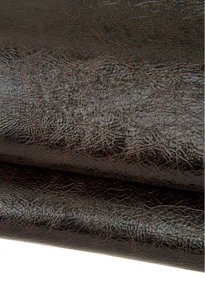 Dark brown GLOSSY leather skin,...