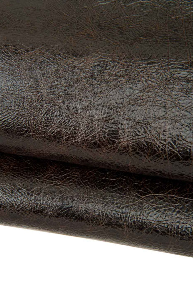 Pellame testa di moro LUCIDO, capra stampa CRACKLED, pellame morbido stropicciato per artigiani