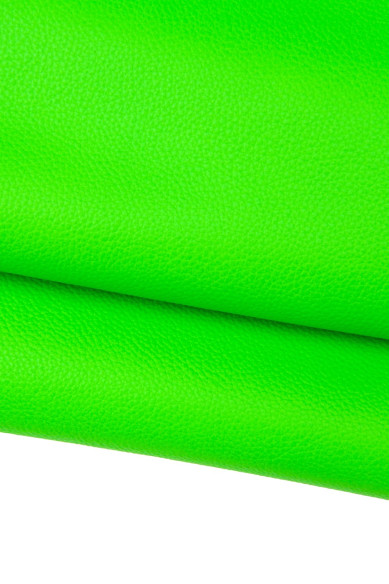 Pellame VERDE FLUO con GRANA, vitello sportivo morbido, pelle 1.6 -1.7 mm per artigianato