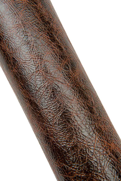 Reddish brown wrinkled leather skin, CRACKLED print on GLOSSY goatskin, sporty soft skin