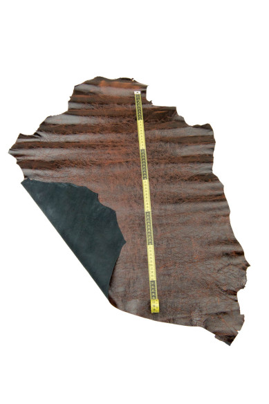 Capra STROPICCIATA marrone rossiccio, pelle LUCIDA stampa CRACKLE, pellame morbido sportivo