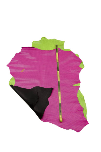 Pellami rosa giallo FLUORESCENTE stampa mini PIES de POULE, pelle di capra morbida per hobbisti