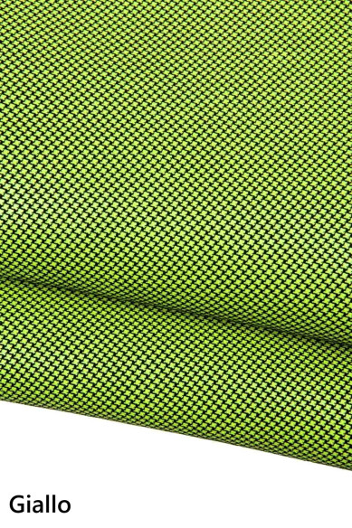 Pellami rosa giallo FLUORESCENTE stampa mini PIES de POULE, pelle di capra morbida per hobbisti