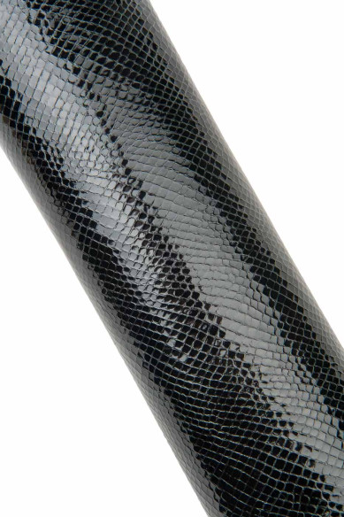 Pelle stampa RETTILE nera, capra LUCIDA stampa pitone, pellame serpente morbido