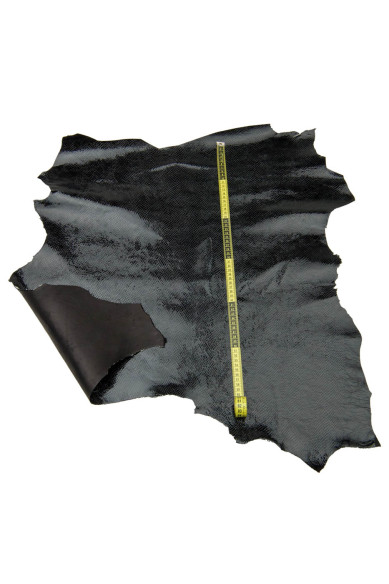 Pelle stampa RETTILE nera, capra LUCIDA stampa pitone, pellame serpente morbido