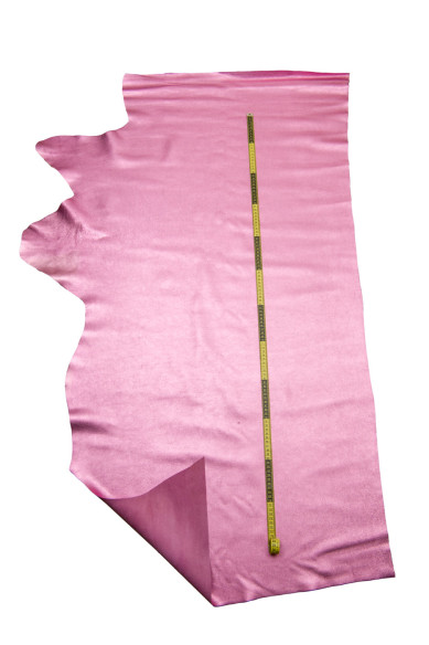 PINK METALLIC leather hide, soft metallic cowhide, calfskin for crafting, 1.1 -1.2 mm