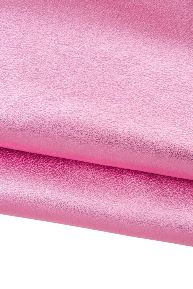 PINK METALLIC leather hide, soft...