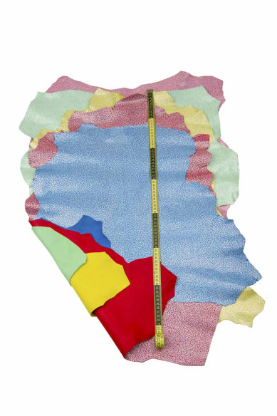 IRIDESCENT metallic leather skin, pink, green, yellow, red and blue textured suede goatskin for hobbyists