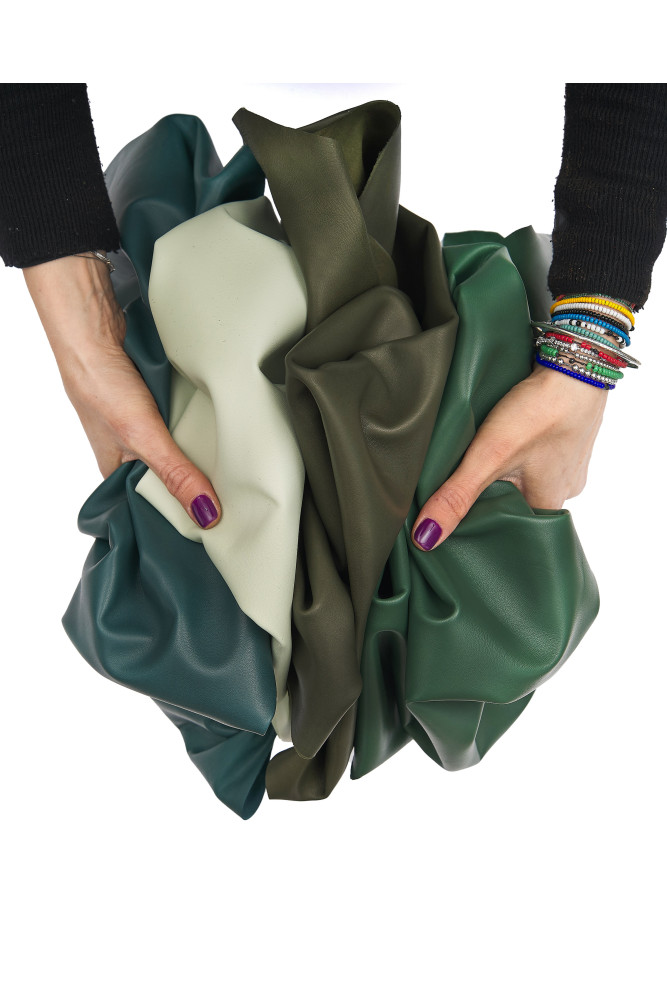 Green NAPPA sheepskin, smooth soft...