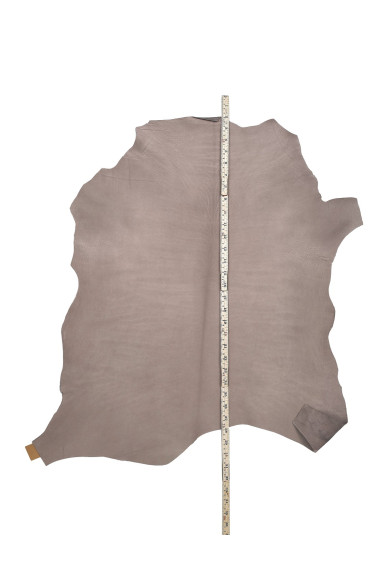 Light grey NUBUCK leather hide, suede calfskin - light GRAIN - super soft, cowhide for crafting