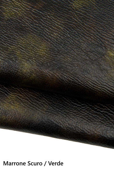 Pelle lucida STROPICCIATA, pellame SFUMATO morbido, capra con chiaro scuri per il fai da te