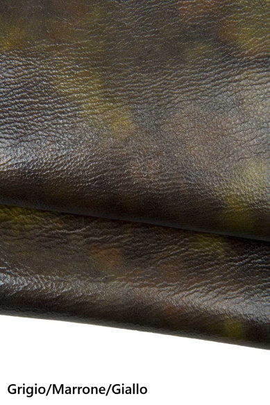 Pelle lucida STROPICCIATA, pellame SFUMATO morbido, capra con chiaro scuri per il fai da te