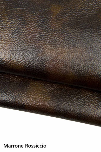 Pelle lucida STROPICCIATA, pellame SFUMATO morbido, capra con chiaro scuri per il fai da te