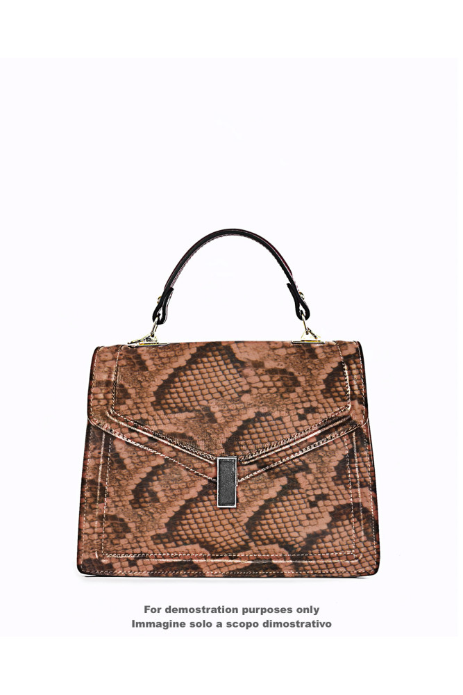 Flesh pink PYTHON printed leather...
