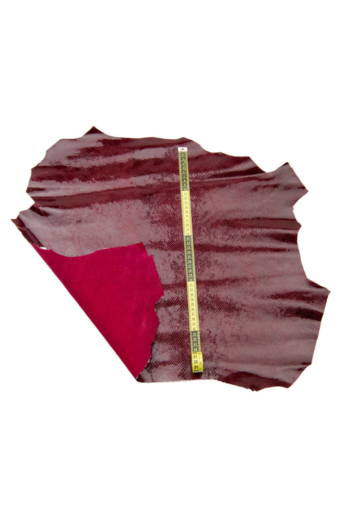 Burgundy PYTHON textured leather...