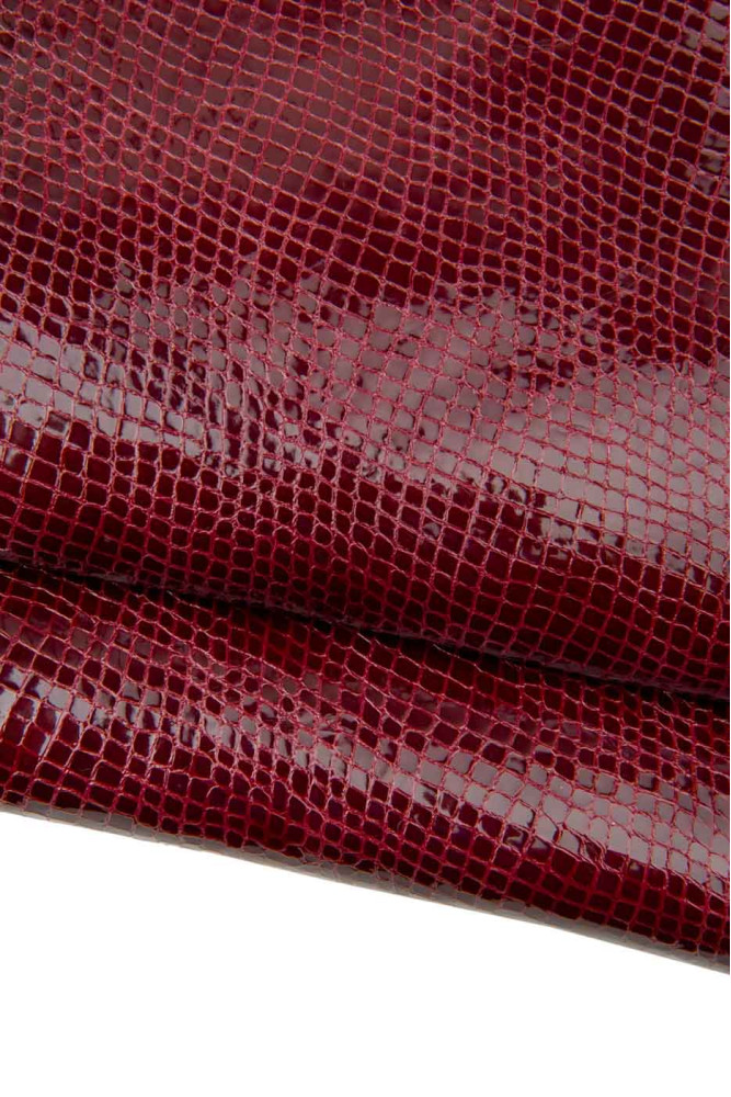 Burgundy PYTHON textured leather...