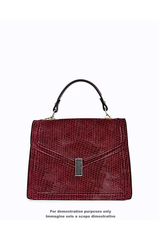 Burgundy PYTHON textured leather...