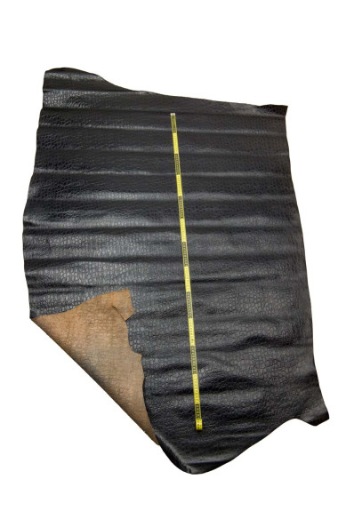 Dark brown CROCODILE embossed leather hide, ANIMAL printed soft calfskin, glossy cowhide for crafting
