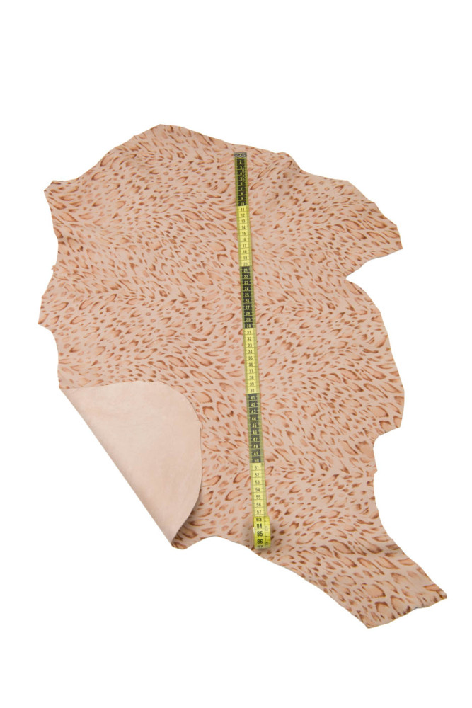 Beige - brown LEOPARD printed leather...