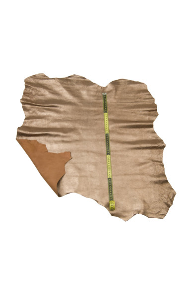 Brown METALLIC SUEDE leather skin, bright sparkle goatskin, elegant soft hide for hobbyists