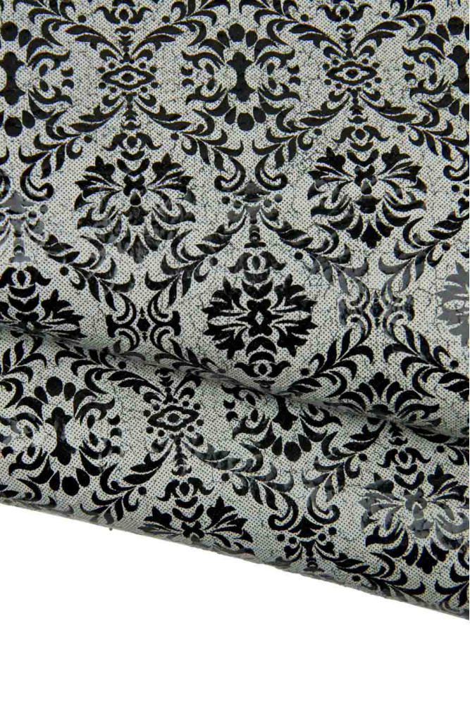 Pelle stampa BAROCCA grigio - nero,...