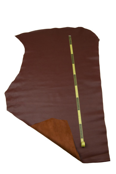Reddish brown tiny PEBBLE GRAIN printed cowhide, full grain premium leather hide, soft semi glossy calfskin