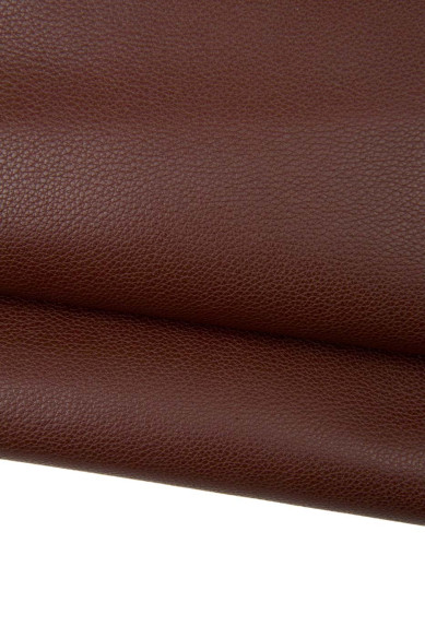 Reddish brown tiny PEBBLE GRAIN printed cowhide, full grain premium leather hide, soft semi glossy calfskin