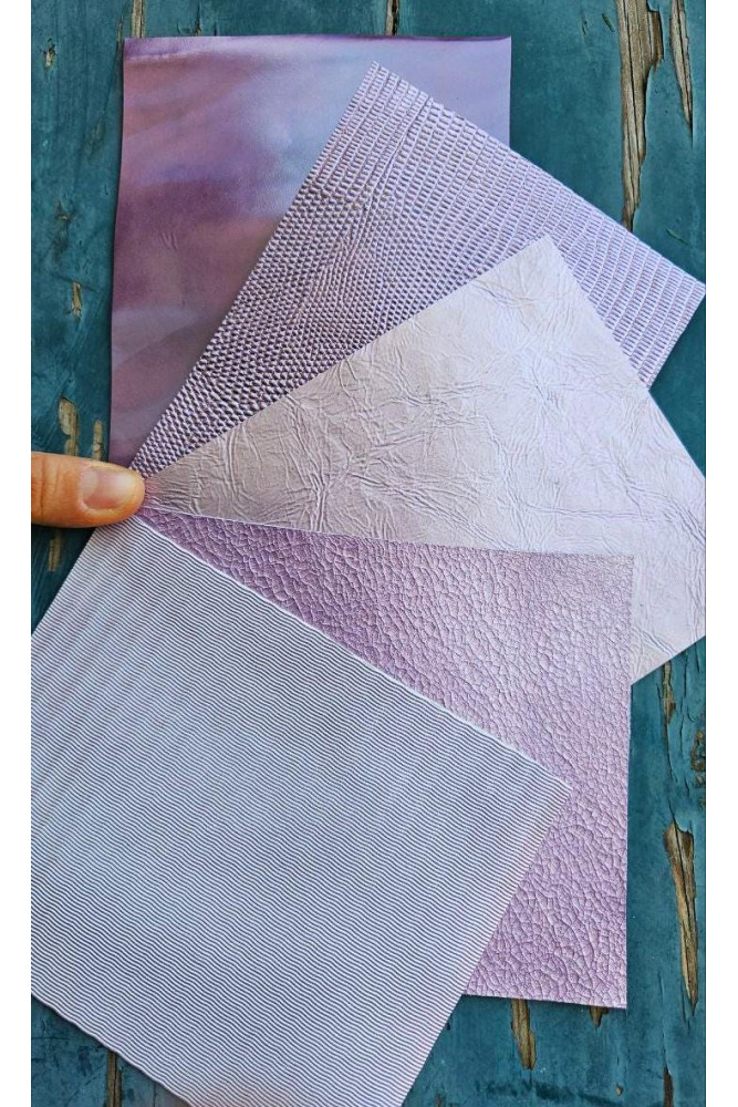 5 Selected leather scraps, VIOLET...