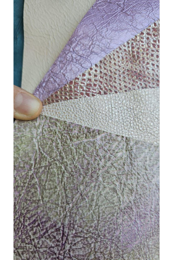 5 Selected leather scraps, PINK...