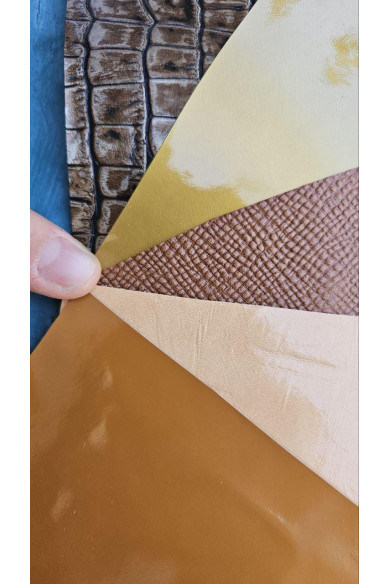 5 Selected leather scraps, BROWN GOLD BRONZE tones, printed and metalic printed, mix selection leather remnants as per pictures