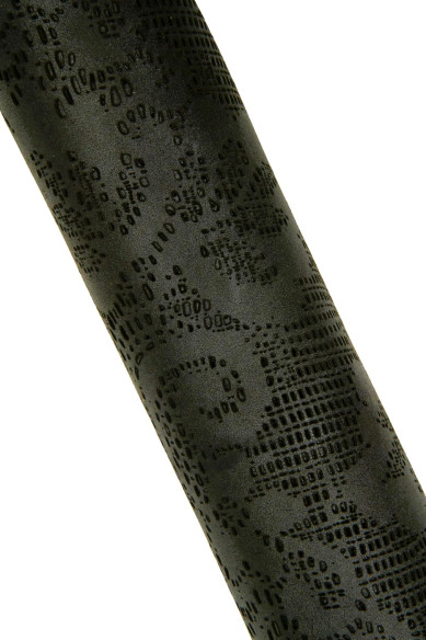 Pelle CAVALLINO rasato TRAFORATO, vitello pony verde scuro - marrone, pellame stampato per hobbisti