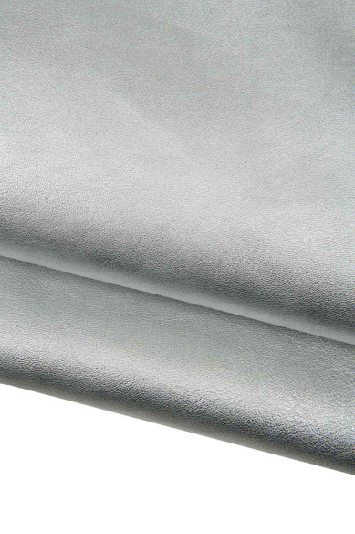 Pelle ARGENTO con grana super fina, capra LAMINATA argentata, pellame leggermente stropicciato, morbido per fai da te