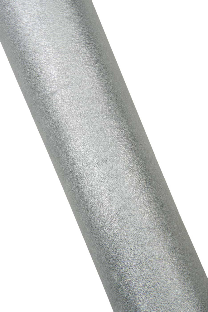 SILVER leather skin tiny grain -...