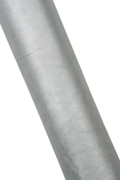 SILVER leather skin tiny grain - METALLIC goatskin, slightly wrinkled, soft hide for hobbyists