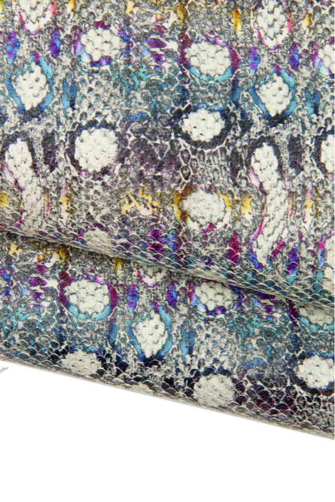 Multicolor PYTHON textured goatskin,...