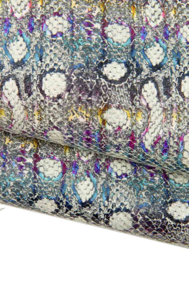 Multicolor PYTHON textured goatskin, reptile CARVED leather skin, snake printed hide  for hobbyists