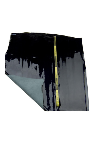 VERNICE blu notte PERLATA, vitello lucido morbido, pelle verniciata elegante per artigiani