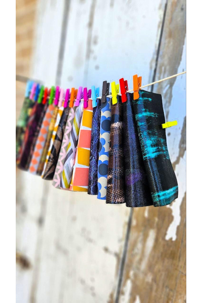 10 Colorful Printed Leather Scraps...