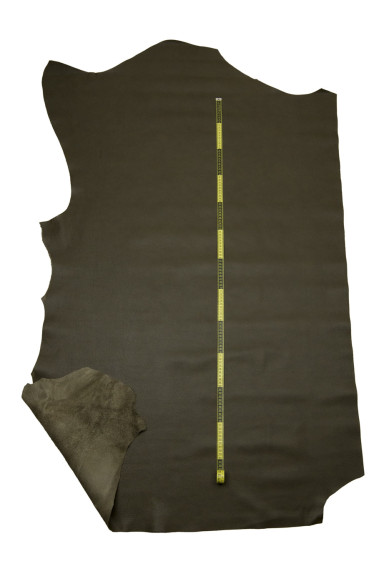 Pelle grana DOLLARO verde fango, vitello MORBIDO stampato, pellame italiano per artigianato