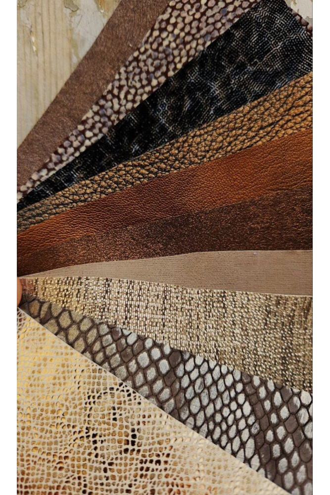 10 Selected leather scraps, PLATINUM...