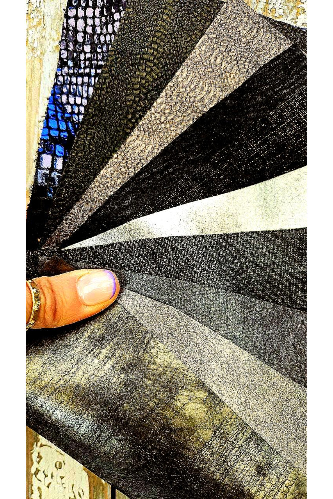 Dark shades leather scraps, Black and...