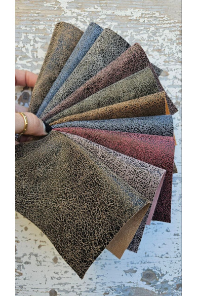 10 Ritagli di pellami unici selezionati,stampa CRAKLE pezzi mix di fantasie come da foto