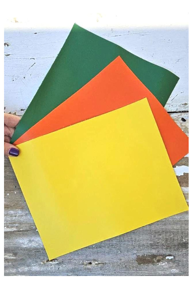 Orange yellow green CALF LEATHER...