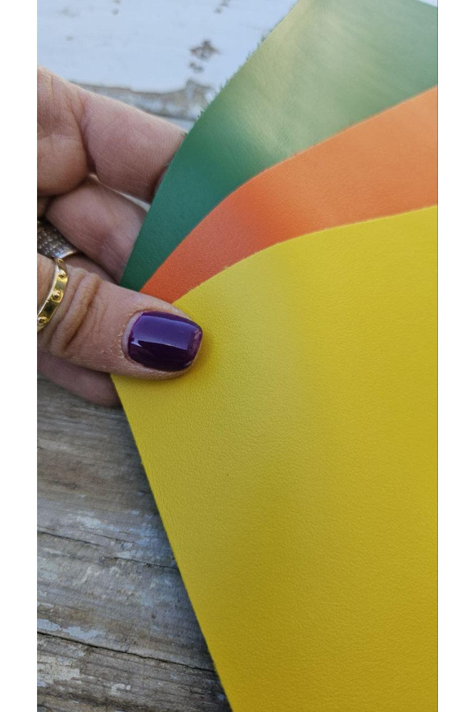 Orange yellow green CALF LEATHER...